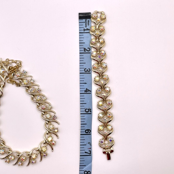 Vintage AB Rhinestone Demi Paure Necklace Bracelet Set - Picture 6 of 13